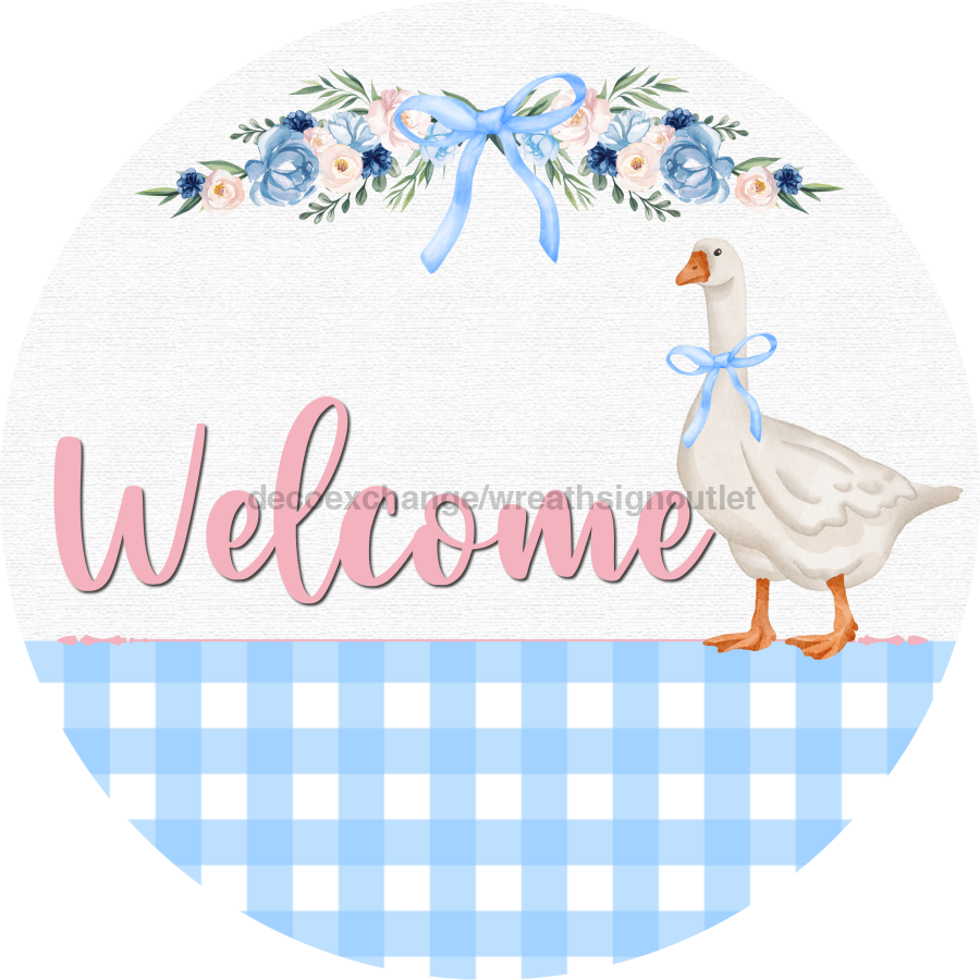 Welcome Goose Sign, DECOE-5293-D, Sign For Wreath, 10" Wood Sign