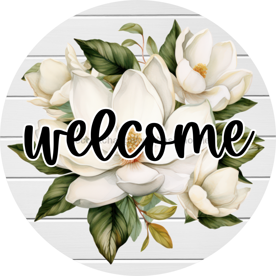 Welcome Magnolia Sign, DECOE-5257-D, Sign For Wreath, 10" Wood Sign