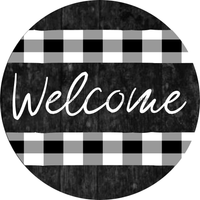 Thumbnail for Wreath Sign, Welcome Sign, Buffalo Check Everyday Sign, 10