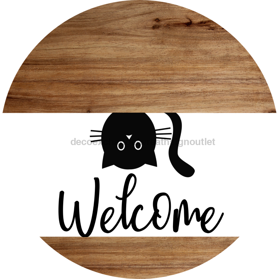 Welcome Cat Everyday 18 Wood Wreath Sign - DECOE-4156-DH