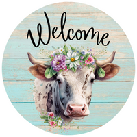 Thumbnail for Welcome Cow 12" Metal Wreath Sign - DECOE-4602-A