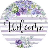 Thumbnail for Welcome Sign, Everyday Sign, Purple Sign, DECOE-4053-DH, 18 Wood Round