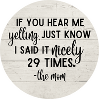 Thumbnail for Welcome Funny Mom 8" Metal Wreath Sign - DECOE-4202-B