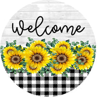 Thumbnail for Welcome Sunflower Country 10" Metal Wreath Sign - DECOE-4771