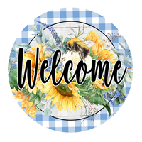 Thumbnail for Welcome Sunflower 10" Metal Wreath Sign - DECOE-5231