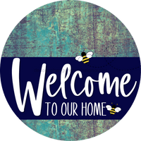 Thumbnail for Welcome To Our Home Sign Bee Navy Stripe Petina Look Decoe-2951-Dh 18 Wood Round