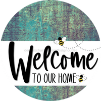 Thumbnail for Welcome To Our Home Sign Bee White Stripe Petina Look Decoe-2941-Dh 18 Wood Round
