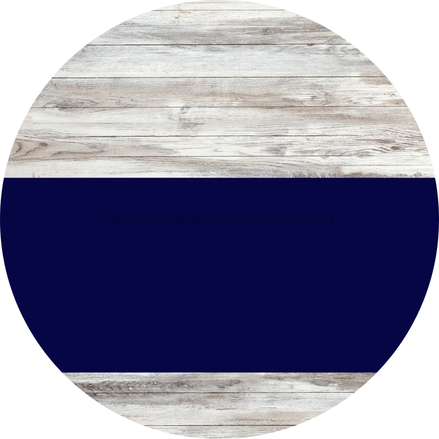 Welcome To Our Home Sign Blank Navy Stripe White Wash Decoe-2932-Dh 18 Wood Round