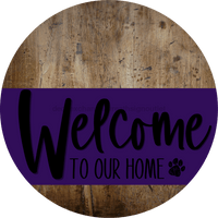 Thumbnail for Welcome To Our Home Sign Dog Purple Stripe Wood Grain Decoe-3800-Dh 18 Round