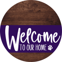 Thumbnail for Welcome To Our Home Sign Dog Purple Stripe Wood Grain Decoe-3809-Dh 18 Round