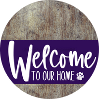 Thumbnail for Welcome To Our Home Sign Dog Purple Stripe Wood Grain Decoe-3811-Dh 18 Round