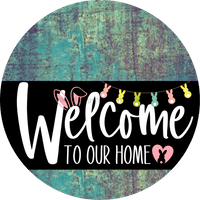 Thumbnail for Welcome To Our Home Sign Easter Black Stripe Petina Look Decoe-3540-Dh 18 Wood Round