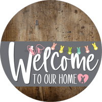 Thumbnail for Welcome To Our Home Sign Easter Gray Stripe Wood Grain Decoe-3426-Dh 18 Round