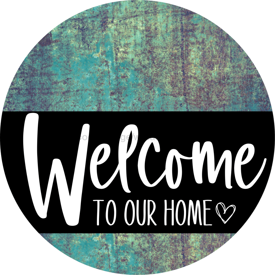 Welcome To Our Home Sign Heart Black Stripe Petina Look Decoe-2909-Dh 18 Wood Round