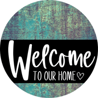 Thumbnail for Welcome To Our Home Sign Heart Black Stripe Petina Look Decoe-2909-Dh 18 Wood Round