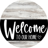 Thumbnail for Welcome To Our Home Sign Heart Black Stripe White Wash Decoe-2912-Dh 18 Wood Round