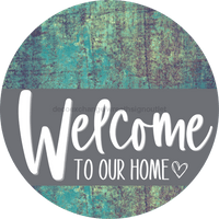 Thumbnail for Welcome To Our Home Sign Heart Gray Stripe Petina Look Decoe-2798-Dh 18 Wood Round