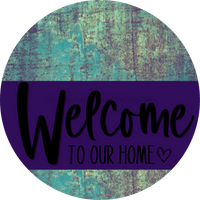 Thumbnail for Welcome To Our Home Sign Heart Purple Stripe Petina Look Decoe-2868-Dh 18 Wood Round