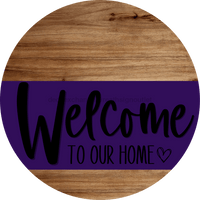 Thumbnail for Welcome To Our Home Sign Heart Purple Stripe Wood Grain Decoe-2863-Dh 18 Round