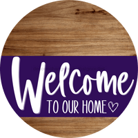 Thumbnail for Welcome To Our Home Sign Heart Purple Stripe Wood Grain Decoe-2873-Dh 18 Round