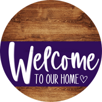 Thumbnail for Welcome To Our Home Sign Heart Purple Stripe Wood Grain Decoe-2874-Dh 18 Round