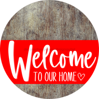 Thumbnail for Welcome To Our Home Sign Heart Red Stripe Wood Grain Decoe-2817-Dh 18 Round
