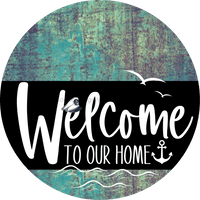 Thumbnail for Welcome To Our Home Sign Nautical Black Stripe Petina Look Decoe-3235-Dh 18 Wood Round