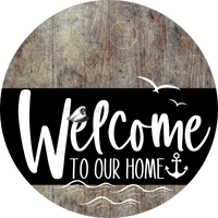 Thumbnail for Welcome To Our Home Sign Nautical Black Stripe Wood Grain Decoe-3234-Dh 18 Round