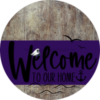 Thumbnail for Welcome To Our Home Sign Nautical Purple Stripe Wood Grain Decoe-3192-Dh 18 Round