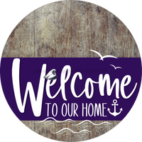 Thumbnail for Welcome To Our Home Sign Nautical Purple Stripe Wood Grain Decoe-3202-Dh 18 Round