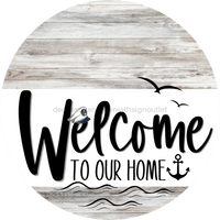 Thumbnail for Welcome To Our Home Sign Nautical White Stripe Wash Decoe-3096-Dh 18 Wood Round