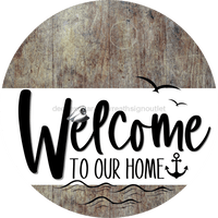 Thumbnail for Welcome To Our Home Sign Nautical White Stripe Wood Grain Decoe-3092-Dh 18 Round