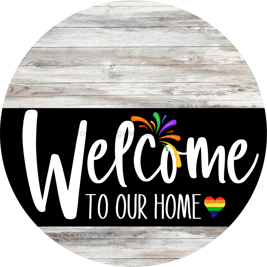 Welcome To Our Home Sign Pride Black Stripe Green Stain Decoe-3999-Dh 18 Wood Round