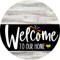 Thumbnail for Welcome To Our Home Sign Pride Black Stripe Green Stain Decoe-3999-Dh 18 Wood Round