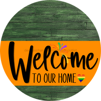 Thumbnail for Welcome To Our Home Sign Pride Orange Stripe Wood Grain Decoe-3989-Dh 18 Round