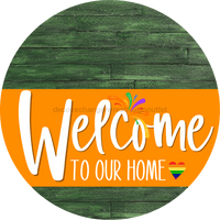 Thumbnail for Welcome To Our Home Sign Pride Orange Stripe Wood Grain Decoe-3990-Dh 18 Round