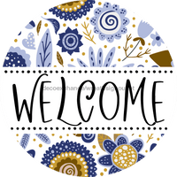 Thumbnail for Welcome Wreath Sign, Floral Wreath, DECOE-4131-A, 11.75 metal Round