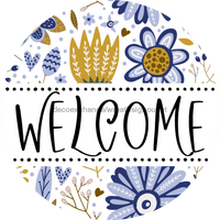 Thumbnail for Welcome Wreath Sign, Floral Wreath, DECOE-4132, 10 metal Round