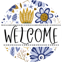 Thumbnail for Welcome Wreath Sign, Floral Wreath, DECOE-4132-D, 10 Wood Round