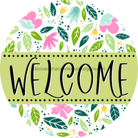 Thumbnail for Welcome Wreath Sign, Floral Wreath, DECOE-4134-A, 11.75 metal Round