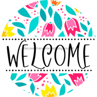 Thumbnail for Welcome Wreath Sign, Floral Wreath, DECOE-4136-D, 10 Wood Round