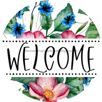 Thumbnail for Welcome Wreath Sign, Floral Wreath, DECOE-4138, 10 metal Round