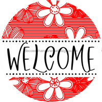 Thumbnail for Welcome Wreath Sign, Floral Wreath, DECOE-4143-A, 11.75 metal Round