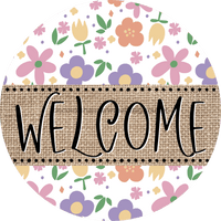 Thumbnail for Welcome Wreath Sign, Floral Wreath, DECOE-4149-D, 10 Wood Round