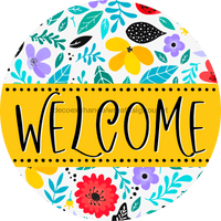 Thumbnail for Welcome Wreath Sign, Floral Wreath, DECOE-4133, 10 vinyl Round