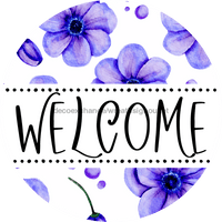 Thumbnail for Welcome Wreath Sign, Floral Wreath, DECOE-4137, 10 vinyl Round