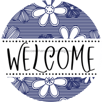 Thumbnail for Welcome Wreath Sign, Floral Wreath, DECOE-4140, 10 vinyl Round