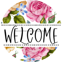 Thumbnail for Welcome Wreath Sign, Floral Wreath, DECOE-4141, 10 vinyl Round