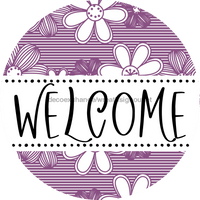 Thumbnail for Welcome Wreath Sign, Floral Wreath, DECOE-4142, 10 vinyl Round