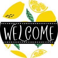 Thumbnail for Welcome Wreath Sign, Lemon Wreath, DECOE-4128-B, 8 metal Round